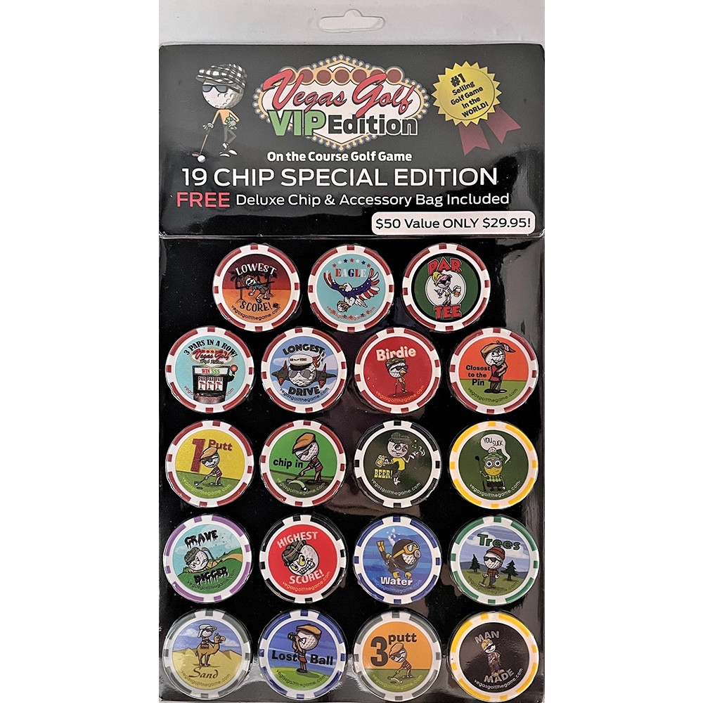 Vegas Golf 19 Chip VIP Edition Course Gambling Game w/ Free Bag